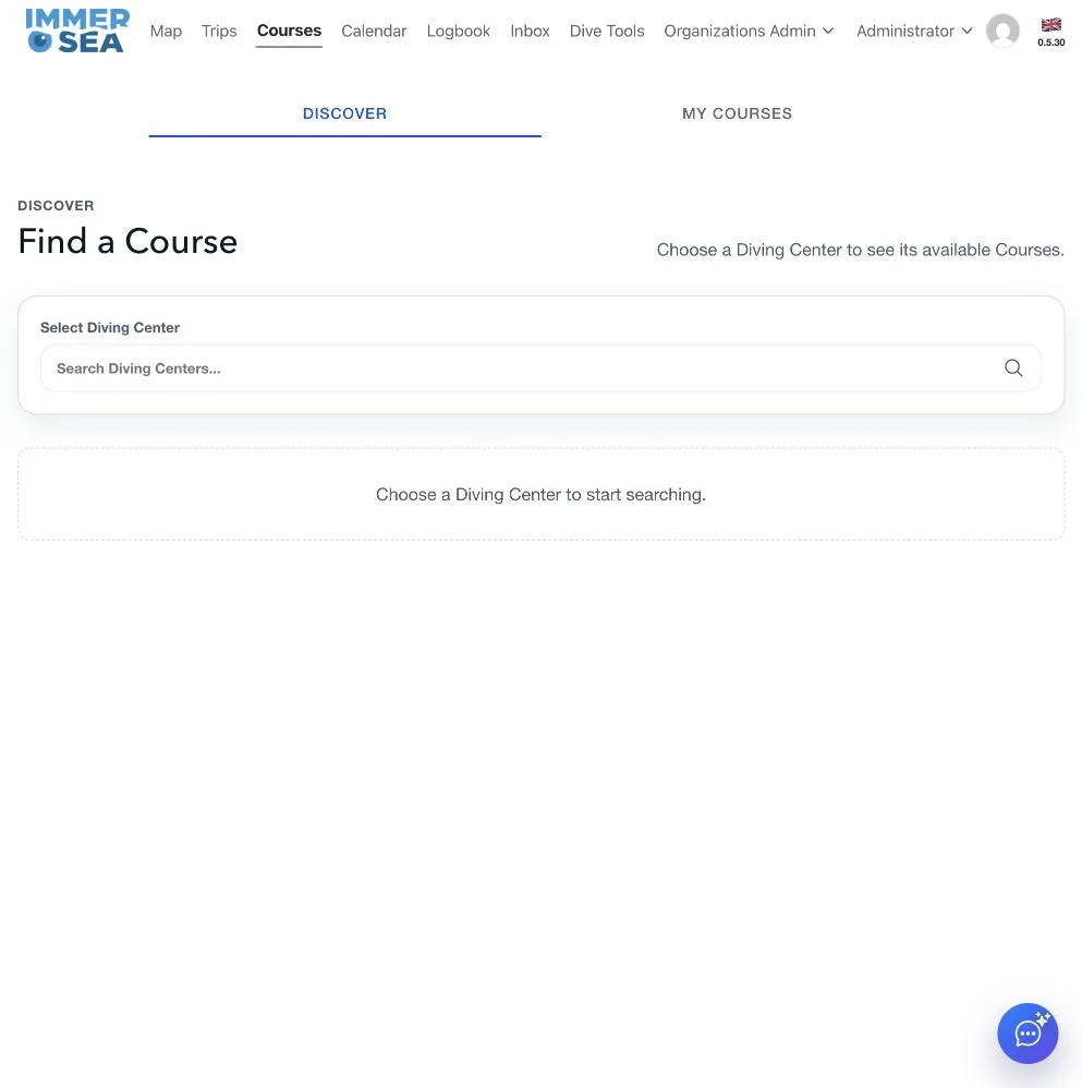 U-Dive Course discovery and booking
